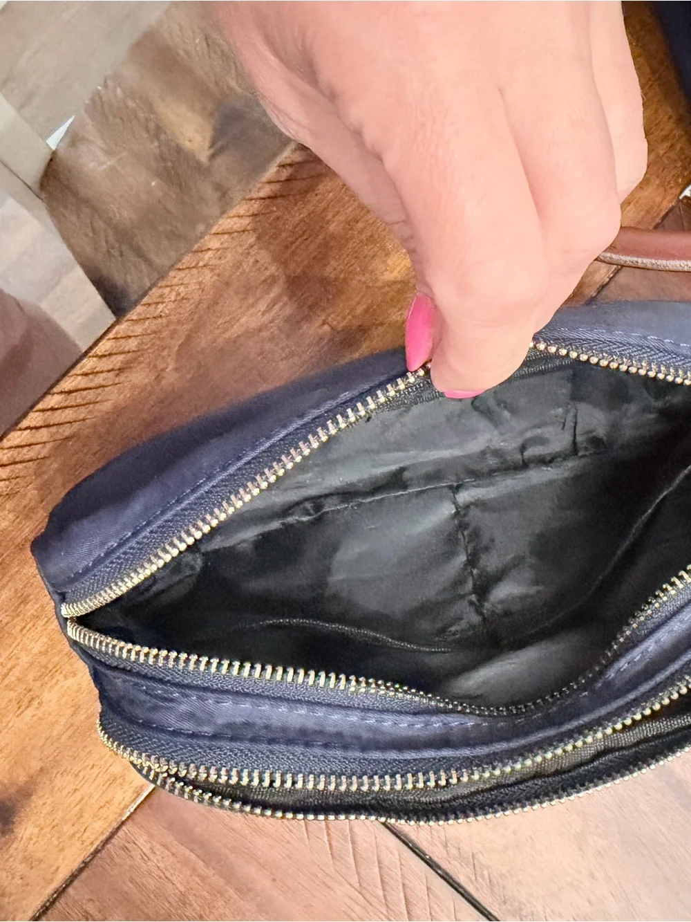 Navy Pencil Pouch with Brown Trim by The Teacher Tote